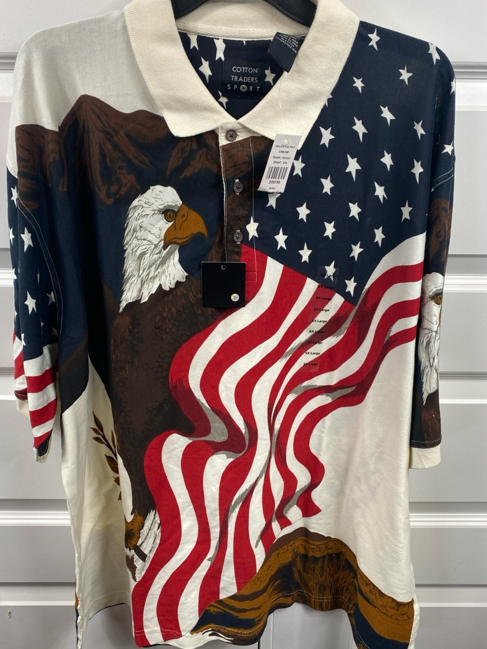 Cotton Traders Sport Men's Flag & Eagle Polo - Red, White & Blue